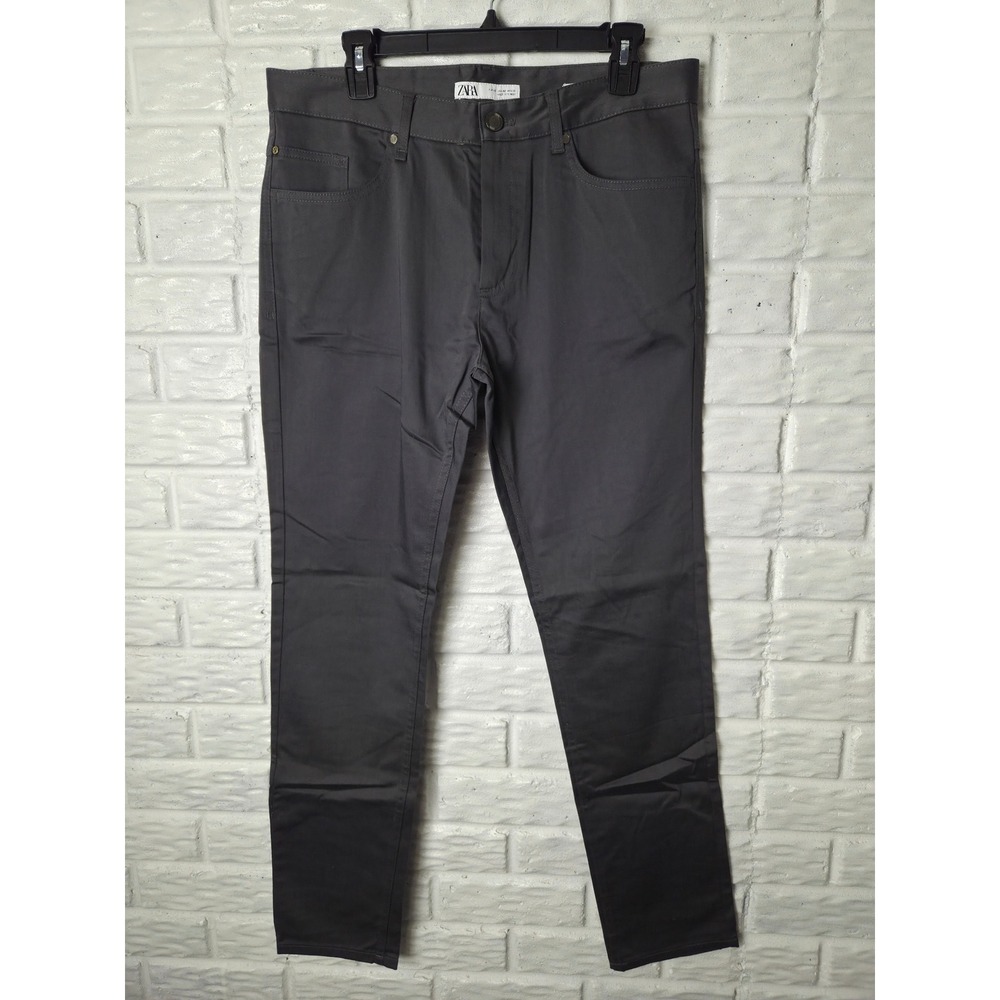 ZARA Men's size 32 pants Skinny Fit Gray Chino pant Stretch 31" inseam